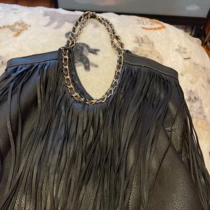 A tassel non-leather black bag